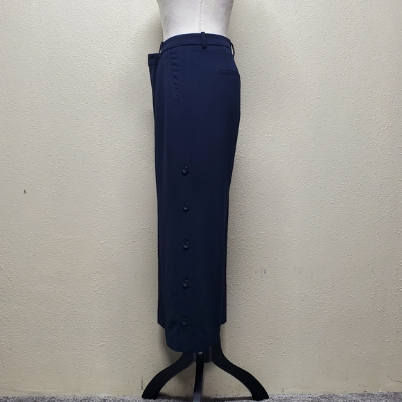 WHBM Navy Crop Wide-Leg Pants wButton Detail, Size 6R - Picture 8 of 8